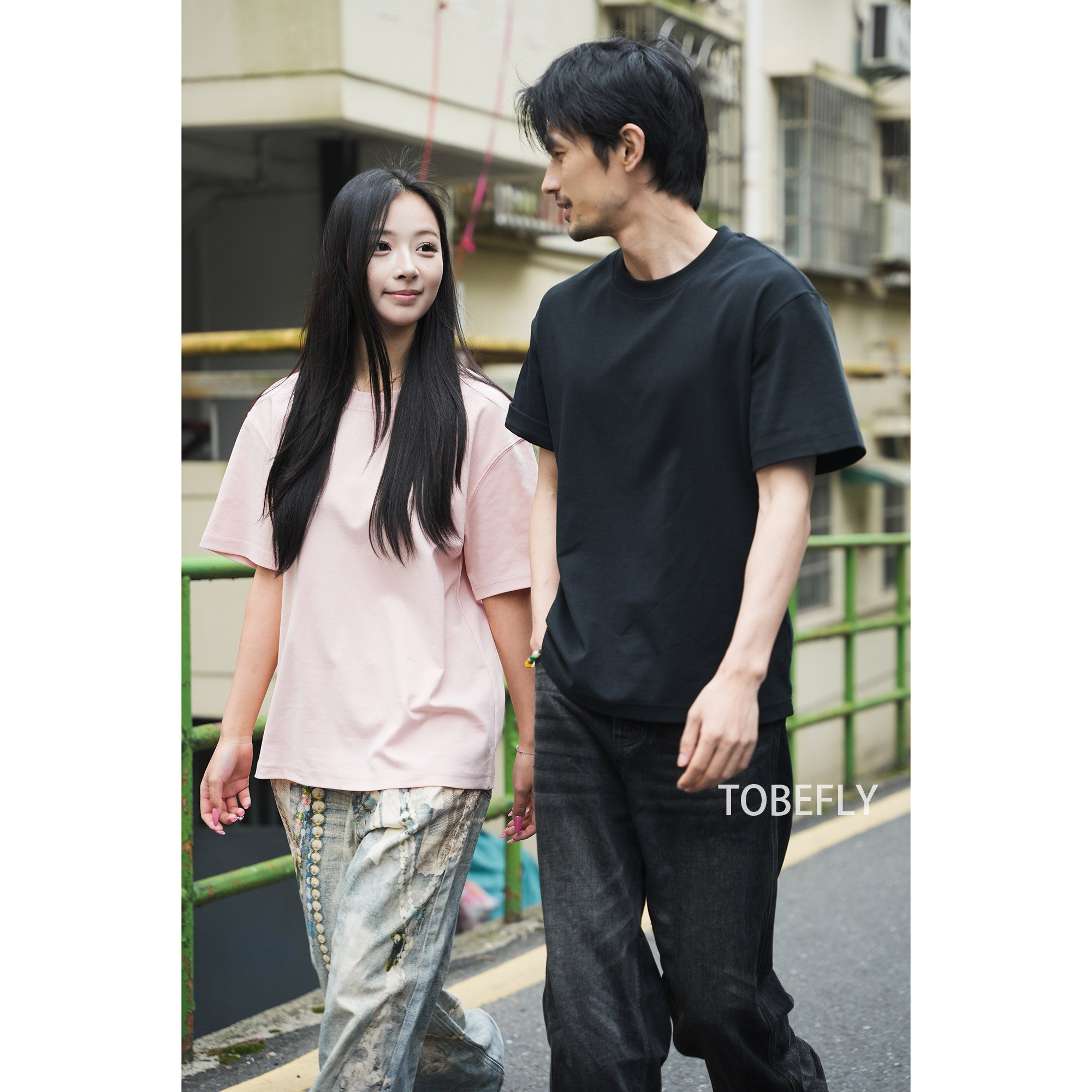 Tobefly280g男女款“凉感防晒”匠心T 宽松圆领5分袖短袖T822