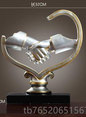 正品美式现代电视握手装饰家居饰摆品酒客柜厅办公室件 商柜务工