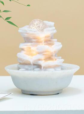 正品办公室客厅桌面祥如意假山开吉业送礼水晶环球流水财生摆件循