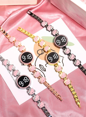 新款创意KT猫卡通钢带手链表时尚