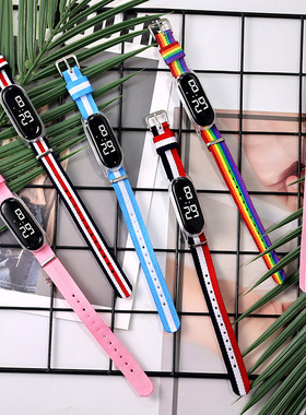 现货新款彩色尼龙带手链电子表时