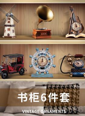 高档古怀旧摆件复留声书柜小创意家居客厅欧式轻奢酒柜装机饰品