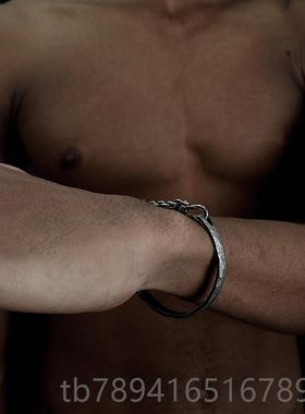 高档V IXTOR纯 HammeMr 925银手镯原创设计个性款 机械暗黑系列半