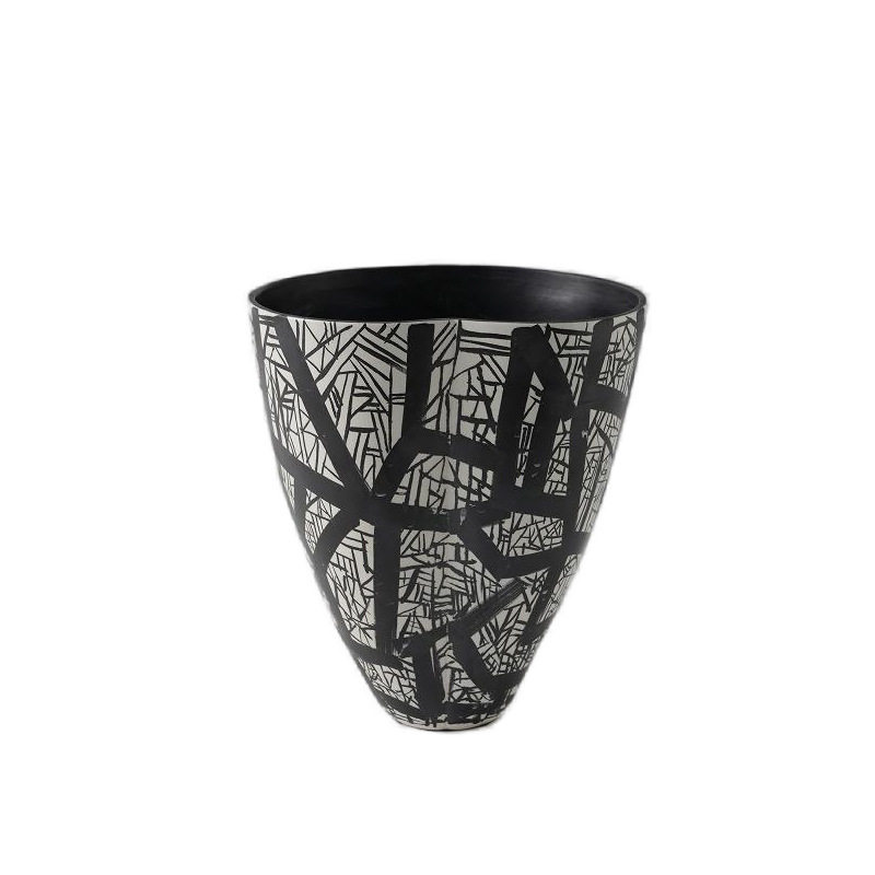 简约现代黑白手绘异形陶瓷花瓶酒店民宿客厅家居饰品高级感插花器,淘宝优惠券,粉丝福利购,淘宝优惠卷