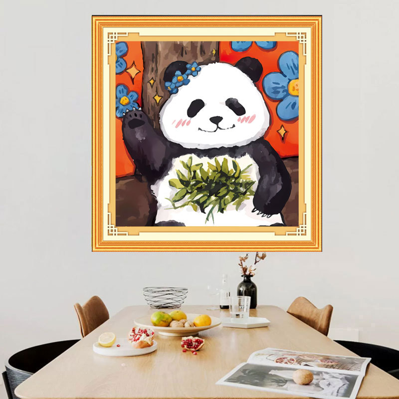 2025新款十字绣客厅卧室小幅萌宠熊猫害羞熊简约现代手工自己线绣 - 图2