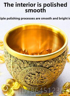 高档黄铜米缸聚宝财盆摆件进办公室客厅装饰品米缸招宝缸业乔迁开