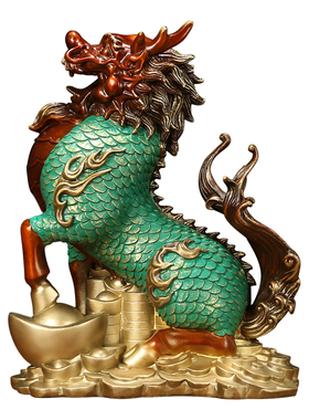 《财富麒麟》铜麒麟摆件一对家居客厅招财装饰店铺办公室开业礼品