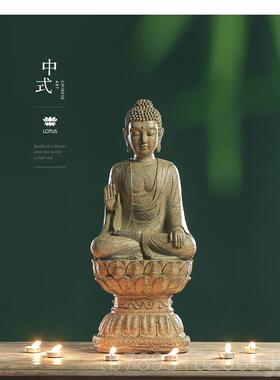 高档新中式大号慈悲佛像头首佛禅意家居摆件东南亚关走廊佛玄佛系