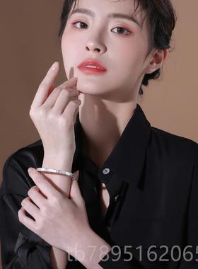 高档手镯调女纯银年轻款心9999足银可节开口银镯子手饰品实网银红