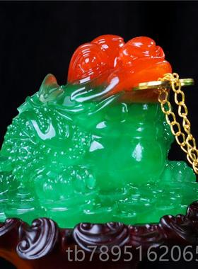 高档招财玉白饰菜金蟾摆件工艺装柜品办公室桌酒客厅玄铺关店开业