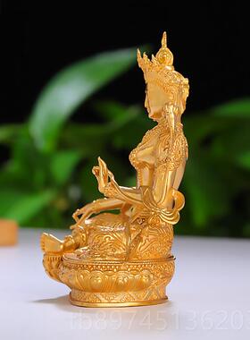 正品绿度母小佛像居家黄铜密宗摆件2镀金绿度母观音3萨菩供奉家用