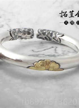 正品手工打制金银祥孙悟空如意箍棒银手镯镯齐天大圣999雪云花银