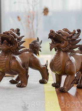正品铜貔貅摆件一对办公室厅酒紫柜工艺家居饰品摆设店铺品开业客