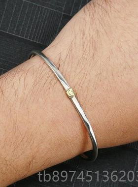 正品牛钝精工 amp J脸pan经典笑男手a镯纯银925女情侣手环手链细