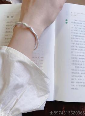 正品9999纯银手送女斯夏莫比乌环足银小众年轻款手环过节女友镯礼