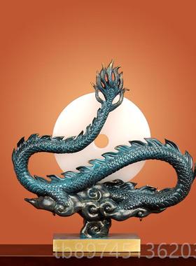 正品《龙工平安》招财肖铜龙平安扣摆件客厅玄关装生祥饰艺品