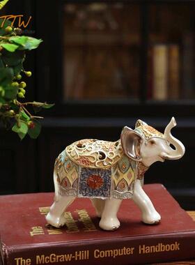 吉祥大号小号大象创意摆件客厅桌面玄关电视柜酒柜轻奢手工装饰