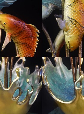 纯黄铜鱼摆件如鱼得水年年有余