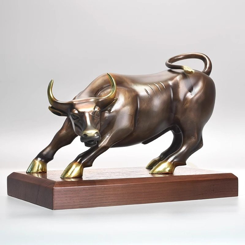 纯黄铜牛摆件牛气冲天铜华尔街股市牛旺市牛金融牛客厅办公桌摆设,淘宝优惠券,粉丝福利购,淘宝优惠卷