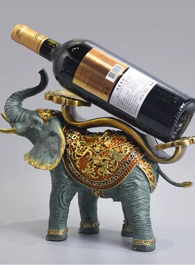 纯黄铜大象红酒架摆件餐桌酒托