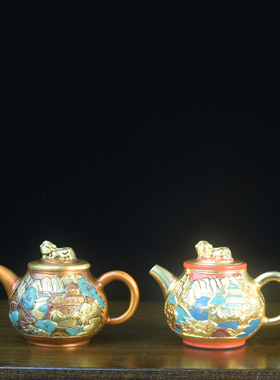 纯黄铜龙凤茶壶长寿龙头铜壶水壶