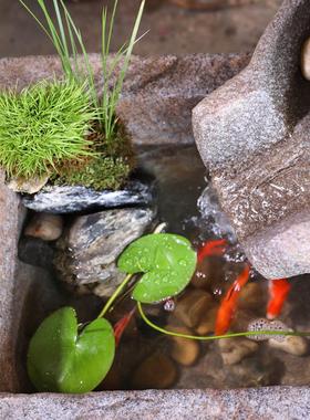 中式客厅流水鱼缸喷泉玄关落地水景观石磨摆件民宿水池造景装饰品