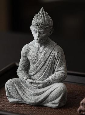 青砂石斗战胜佛桌面装饰摆件齐天大圣孙悟空茶几桌面鱼缸造景摆设