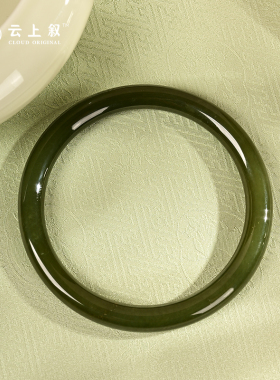 纯天然和田玉美人条手镯细圆条