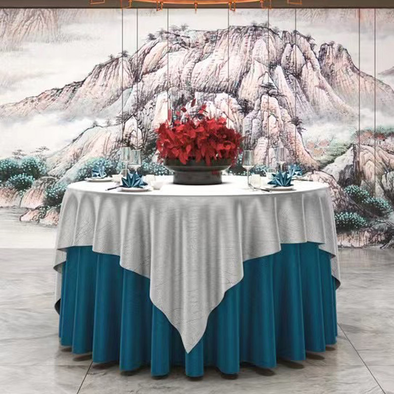 酒店桌布布艺欧式餐厅饭店大圆桌餐桌布方桌桌布圆形台布家用定制 - 图0