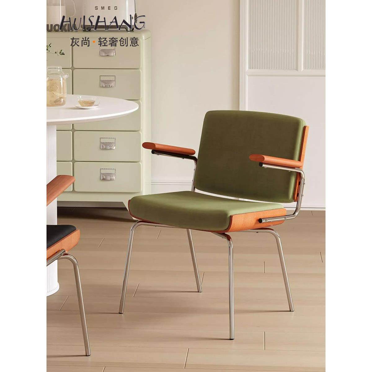 轻奢创意设计师舒适覆古餐椅靠背椅子家用小户型餐桌椅软包扶手椅,淘宝优惠券,粉丝福利购,淘宝优惠卷