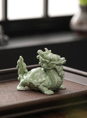 陶瓷龙龟摆件招财龙头龟办公室玄关桌面摆件中式家居装饰小礼品
