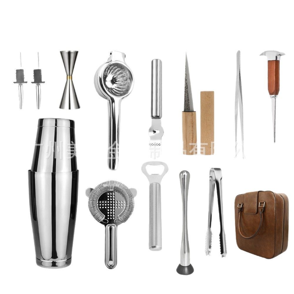 不锈钢调酒器 调酒师工具 户外便携调酒工具包 波士顿调酒套装,淘宝优惠券,粉丝福利购,淘宝优惠卷