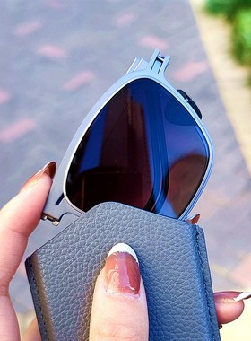 轻薄可折叠墨镜男便携式不锈钢y商务复古钓鱼司机开车偏光太阳眼