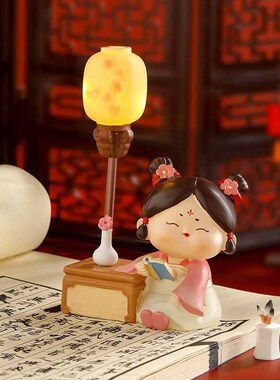 唐仕女唐妞摆件西安文创旅游纪念品寝室L书画带小夜灯桌面装饰品
