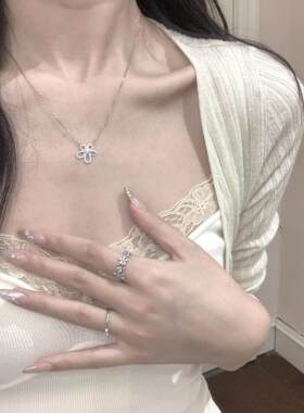 向阳花纯银满钻锁骨链送女友
