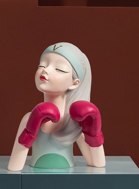 美妆女孩摆件创意玄关收纳托盘个性轻奢风客厅电视柜酒柜装饰摆设