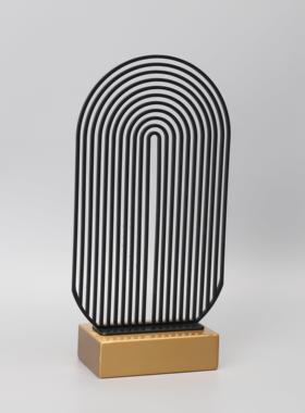 现代简约金属黑色屏风摆件样板房售楼部卧室书房客厅桌面玄关饰品