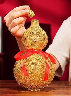 黄铜金色剪出丝线葫芦铜葫芦装饰品客厅桌面家庭办公室开幕礼物