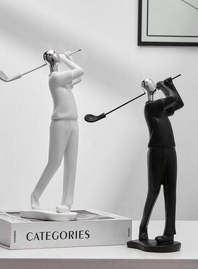 办公室运动人物健身高尔夫艺术摆件客厅高档轻奢酒柜电视柜装饰品