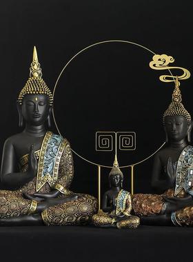 东南亚风情摆件泰国佛像禅意树脂工艺品装饰泰式会所家居客厅玄关