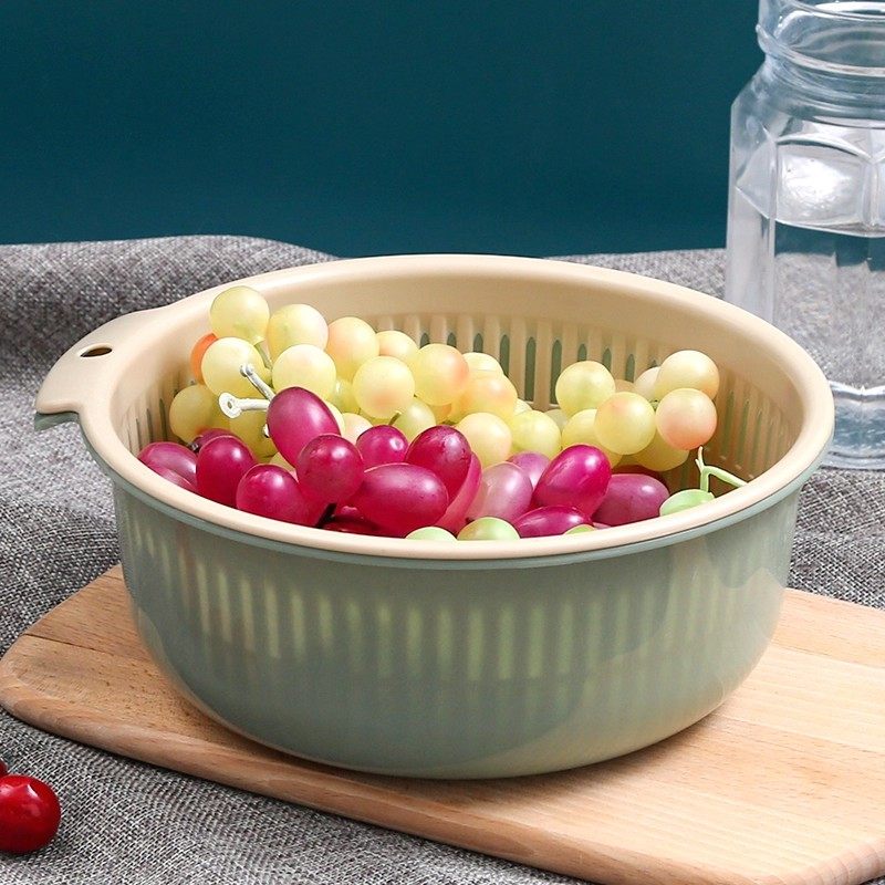 【降价啦】双层洗菜沥水厨房家用多功能水果圆形水果篮洗菜篮子,淘宝优惠券,粉丝福利购,淘宝优惠卷