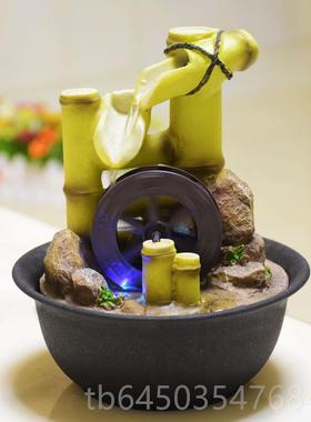 高档欧式风水轮摆件泉流水小喷装饰礼桌物品工艺客厅办公室创意面