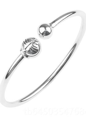 高档足银99卡蓝胖子0通亲子手镯男女哆啦A款梦机器猫纯银镯子礼物