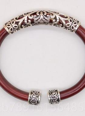 正品天藤记925纯银有鸡血藤 手镯孤品西藏无男女款节节情侣款木藤