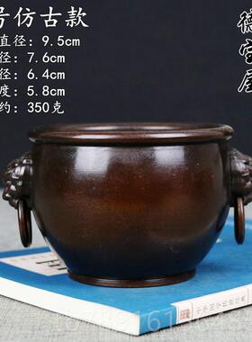 正品黄铜缸狮头件缸纯铜故宫缸摆烟灰缸宝盆缸狮金聚蟾故宫首缸家