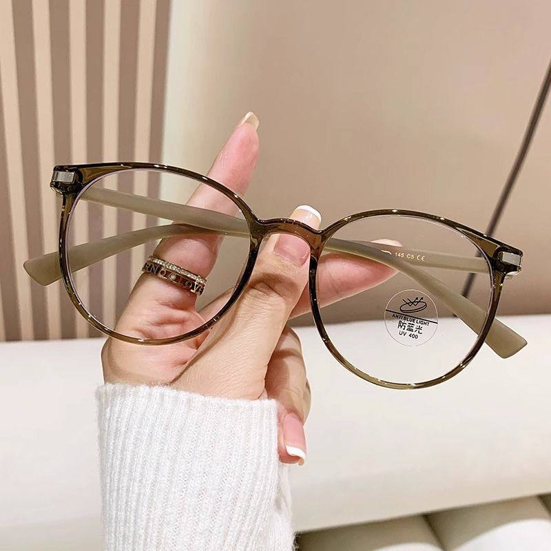 万新防蓝光近视镜片配时尚TR眼镜框女款冷茶色圆框镜架超轻眼镜K,淘宝优惠券,粉丝福利购,淘宝优惠卷