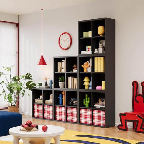 客厅自由组合书柜书架阳台拼接钢制格子柜隔断小户型收纳置物架 - 图2