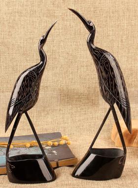 牛角家居客厅电视柜装饰品办公桌面摆件创意动物仙鹤手工艺礼物
