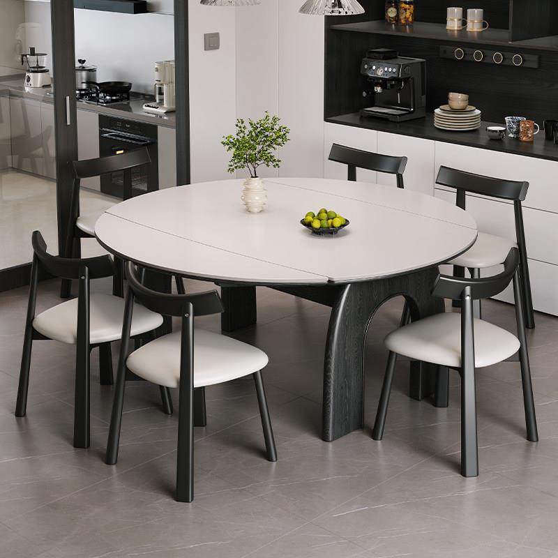 馨佰利岩板餐桌家用小户型2025新款伸缩吃饭桌中古风实木可变圆桌,淘宝优惠券,粉丝福利购,淘宝优惠卷