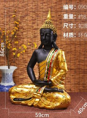 泰式玄关佛像摆件东南亚禅意家居装饰泰国坐佛工艺品瑜伽会所软装